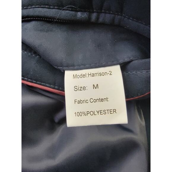 Enzo Tovare Coat Mens Medium Blue Faux Suede Elbow Patches Bomber Jacket - Picture 8 of 14